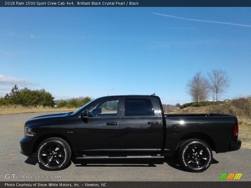 Brilliant Black Crystal Pearl / Black 2018 Ram 1500 Sport Crew Cab 4x4