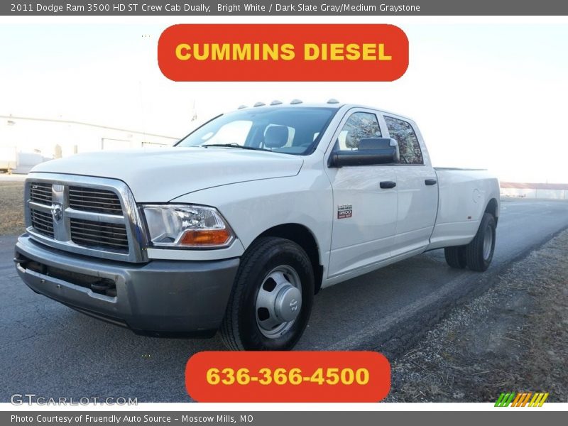 Bright White / Dark Slate Gray/Medium Graystone 2011 Dodge Ram 3500 HD ST Crew Cab Dually