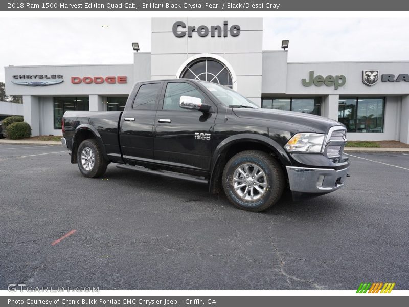 Brilliant Black Crystal Pearl / Black/Diesel Gray 2018 Ram 1500 Harvest Edition Quad Cab