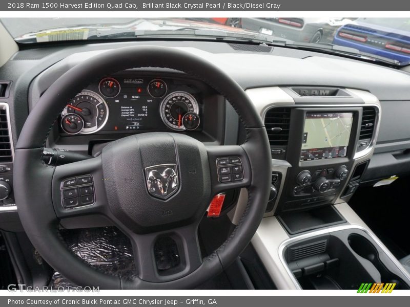 Brilliant Black Crystal Pearl / Black/Diesel Gray 2018 Ram 1500 Harvest Edition Quad Cab