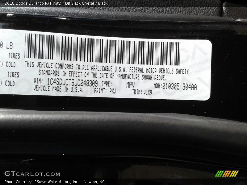 DB Black Crystal / Black 2018 Dodge Durango R/T AWD