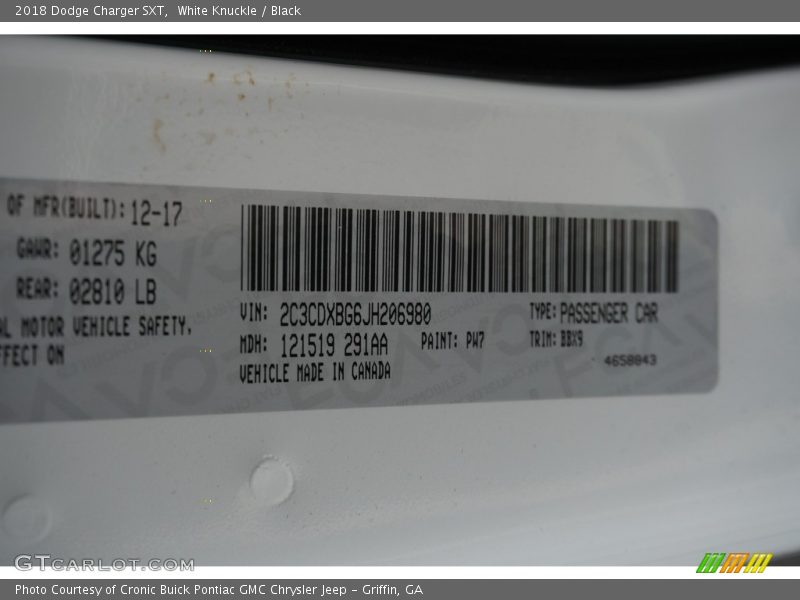 White Knuckle / Black 2018 Dodge Charger SXT