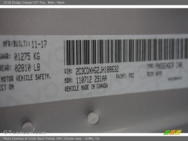 Billet / Black 2018 Dodge Charger SXT Plus