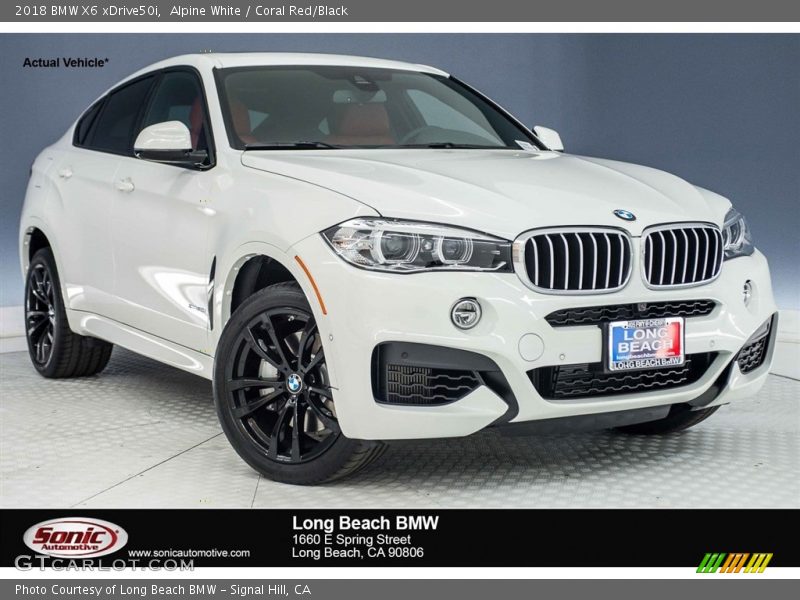 Alpine White / Coral Red/Black 2018 BMW X6 xDrive50i