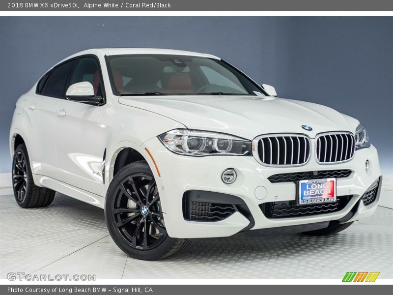 Alpine White / Coral Red/Black 2018 BMW X6 xDrive50i