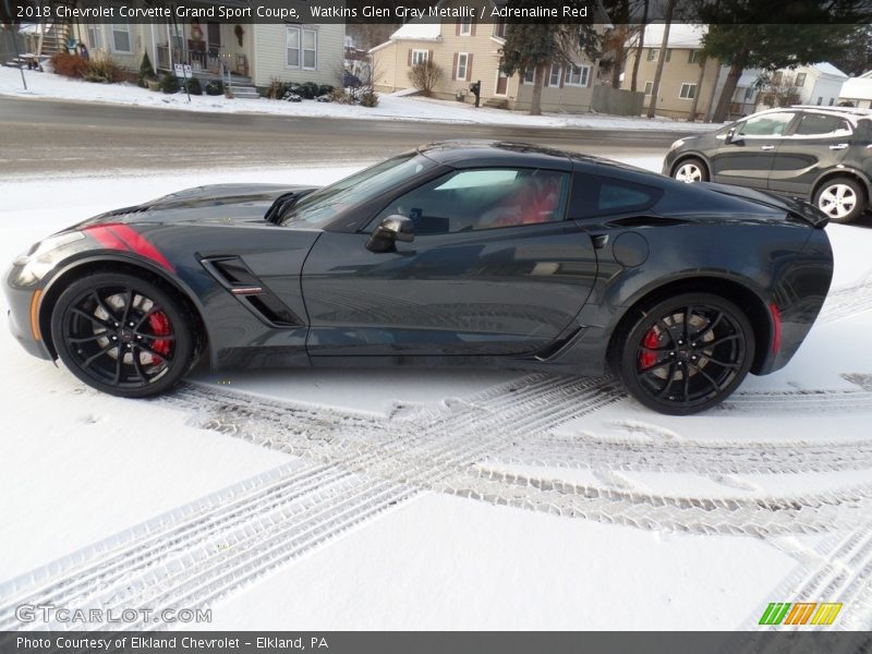 Watkins Glen Gray Metallic / Adrenaline Red 2018 Chevrolet Corvette Grand Sport Coupe