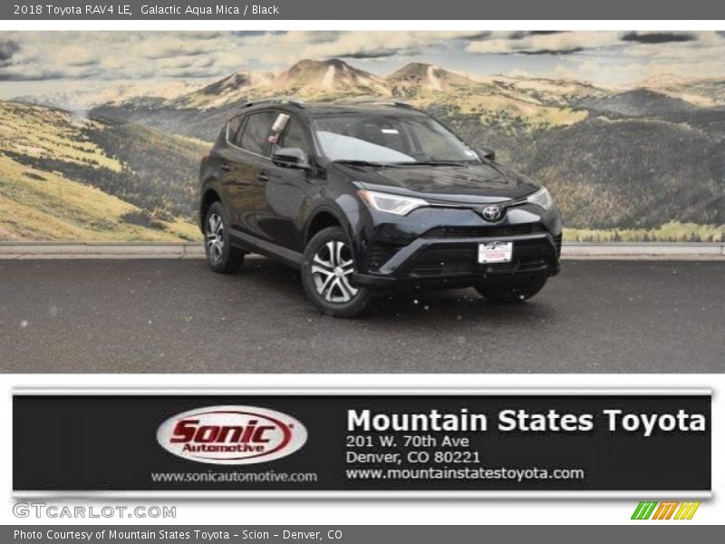 Galactic Aqua Mica / Black 2018 Toyota RAV4 LE