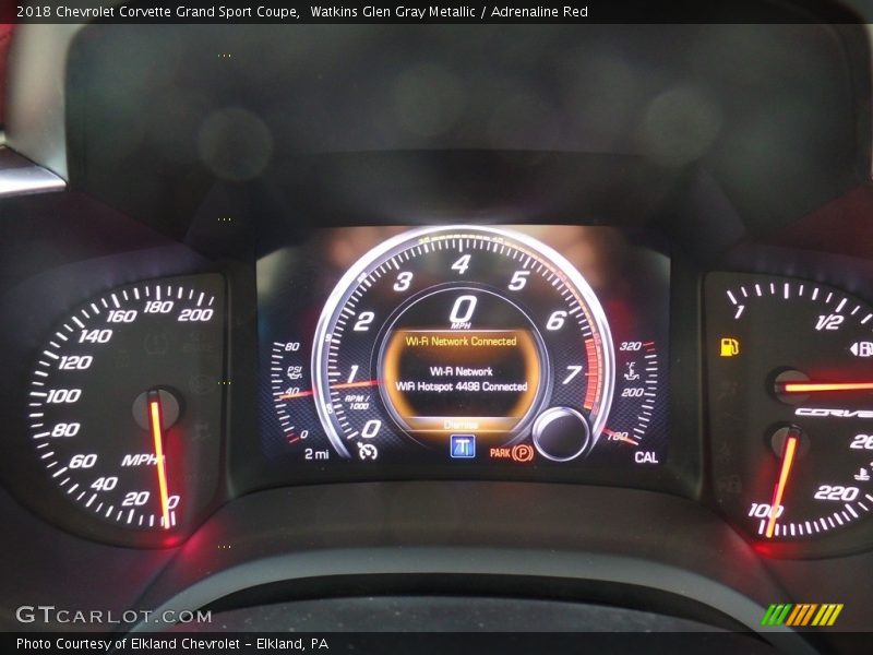 Watkins Glen Gray Metallic / Adrenaline Red 2018 Chevrolet Corvette Grand Sport Coupe