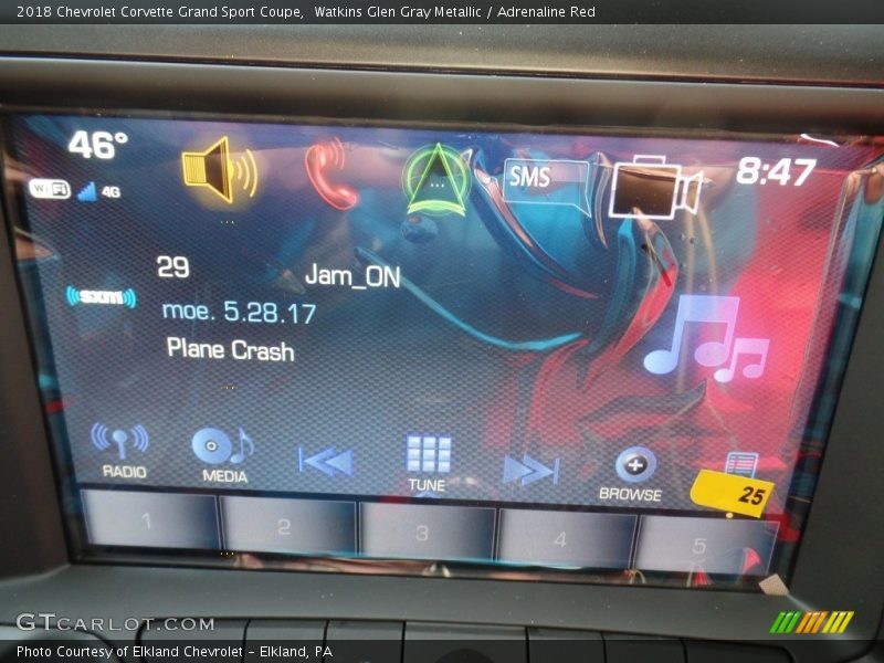 Watkins Glen Gray Metallic / Adrenaline Red 2018 Chevrolet Corvette Grand Sport Coupe