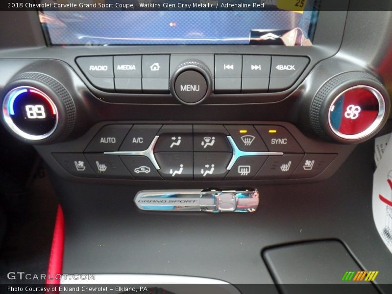 Watkins Glen Gray Metallic / Adrenaline Red 2018 Chevrolet Corvette Grand Sport Coupe