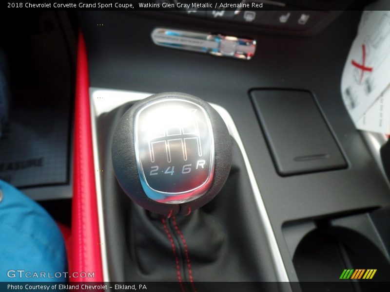 Watkins Glen Gray Metallic / Adrenaline Red 2018 Chevrolet Corvette Grand Sport Coupe