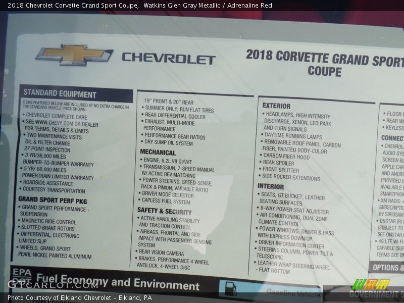 Watkins Glen Gray Metallic / Adrenaline Red 2018 Chevrolet Corvette Grand Sport Coupe