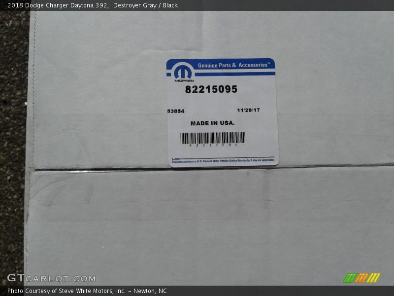Destroyer Gray / Black 2018 Dodge Charger Daytona 392