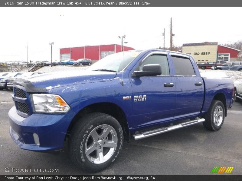 Blue Streak Pearl / Black/Diesel Gray 2016 Ram 1500 Tradesman Crew Cab 4x4