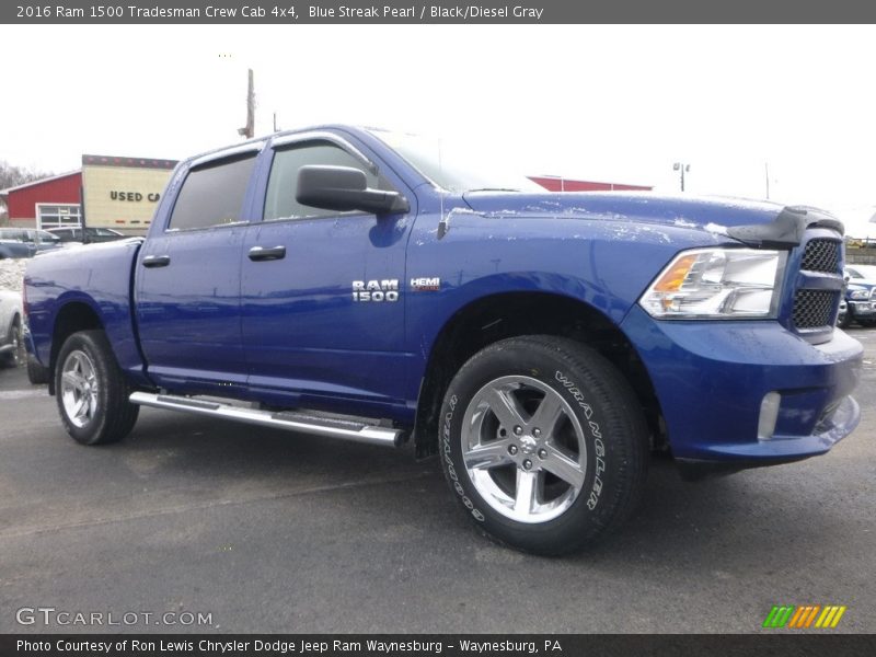 Blue Streak Pearl / Black/Diesel Gray 2016 Ram 1500 Tradesman Crew Cab 4x4