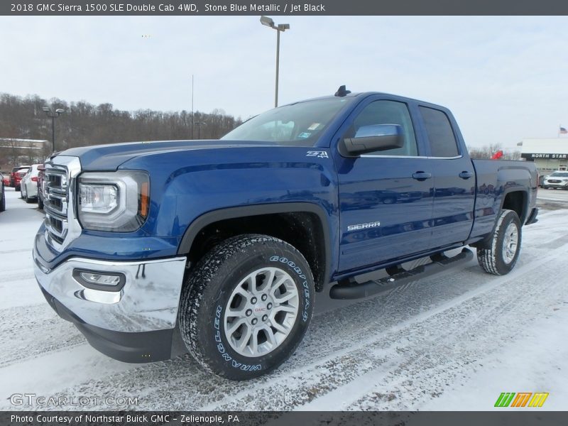 Stone Blue Metallic / Jet Black 2018 GMC Sierra 1500 SLE Double Cab 4WD