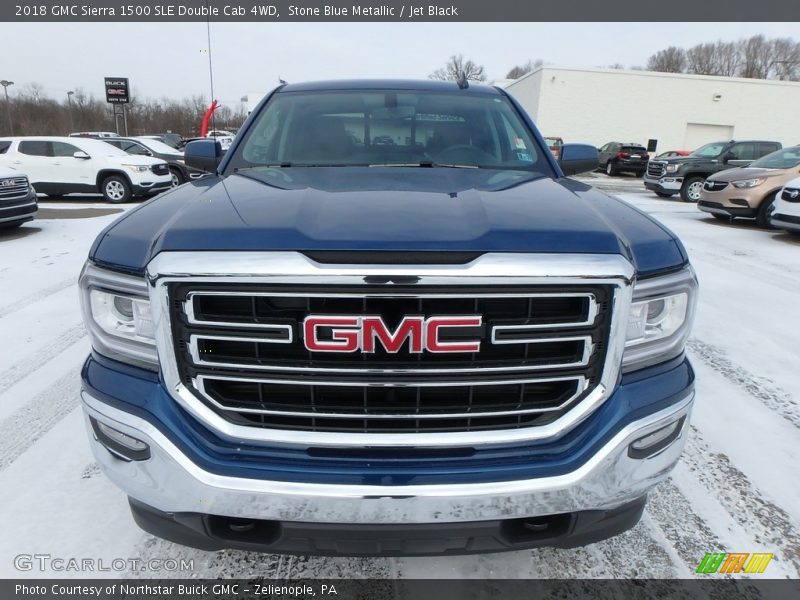 Stone Blue Metallic / Jet Black 2018 GMC Sierra 1500 SLE Double Cab 4WD