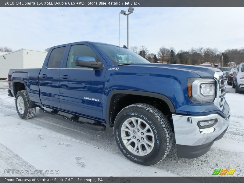 Stone Blue Metallic / Jet Black 2018 GMC Sierra 1500 SLE Double Cab 4WD