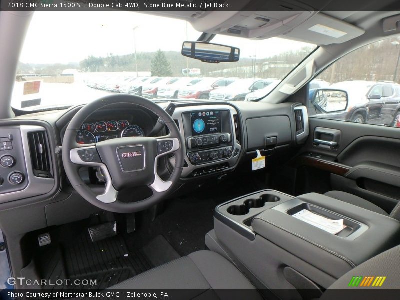 Stone Blue Metallic / Jet Black 2018 GMC Sierra 1500 SLE Double Cab 4WD