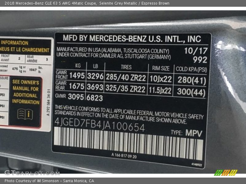 Selenite Grey Metallic / Espresso Brown 2018 Mercedes-Benz GLE 63 S AMG 4Matic Coupe