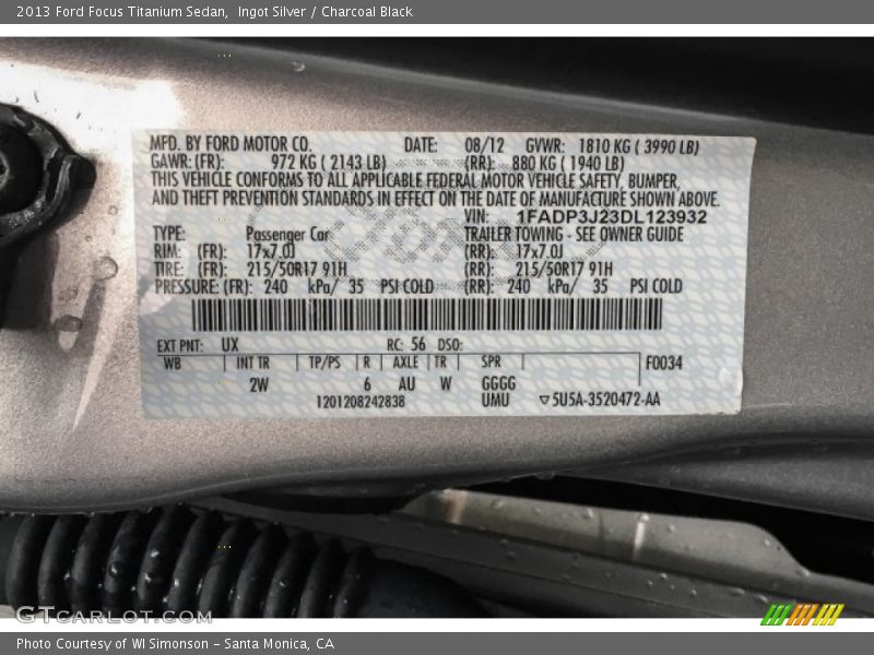 Ingot Silver / Charcoal Black 2013 Ford Focus Titanium Sedan