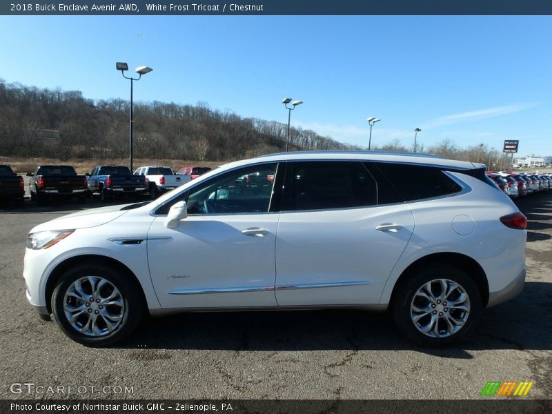 White Frost Tricoat / Chestnut 2018 Buick Enclave Avenir AWD