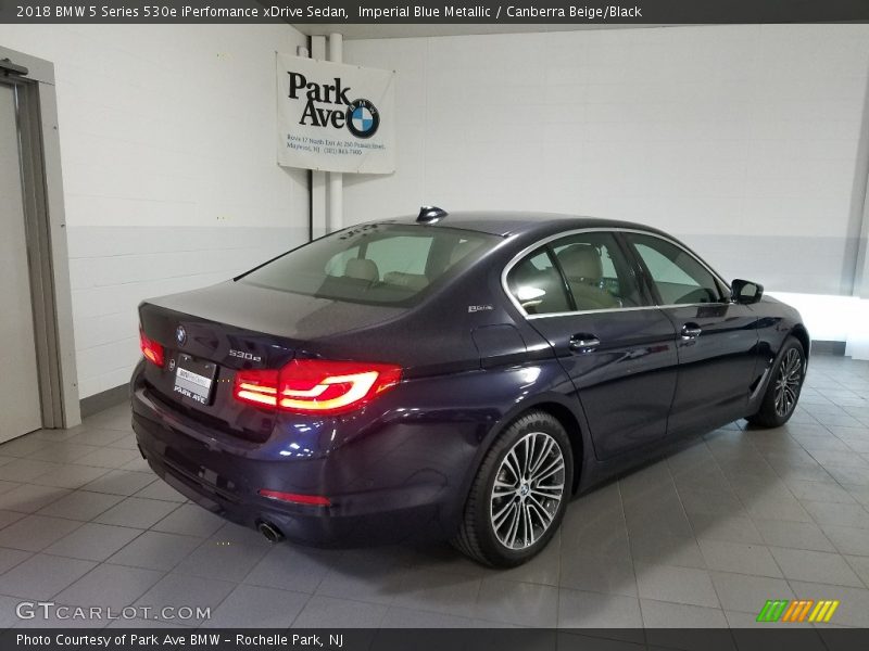 Imperial Blue Metallic / Canberra Beige/Black 2018 BMW 5 Series 530e iPerfomance xDrive Sedan