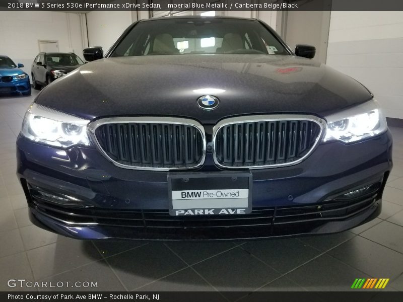 Imperial Blue Metallic / Canberra Beige/Black 2018 BMW 5 Series 530e iPerfomance xDrive Sedan