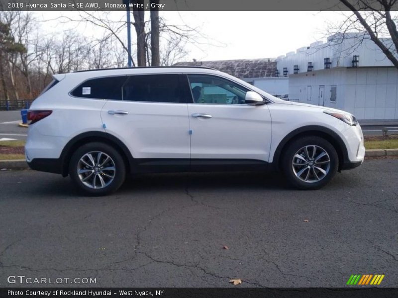 Monaco White / Gray 2018 Hyundai Santa Fe SE AWD