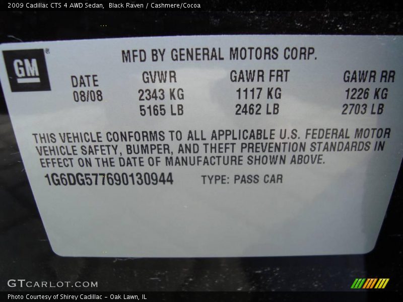 Black Raven / Cashmere/Cocoa 2009 Cadillac CTS 4 AWD Sedan