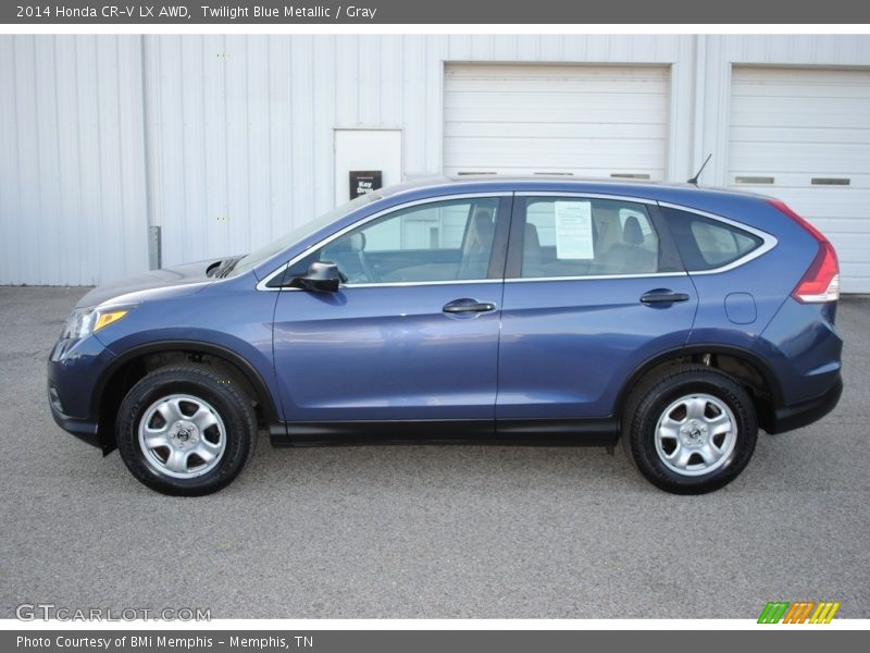 Twilight Blue Metallic / Gray 2014 Honda CR-V LX AWD