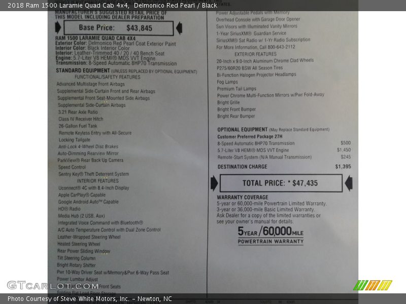 Delmonico Red Pearl / Black 2018 Ram 1500 Laramie Quad Cab 4x4