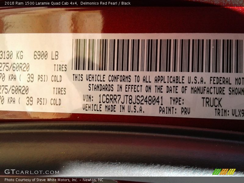 Delmonico Red Pearl / Black 2018 Ram 1500 Laramie Quad Cab 4x4