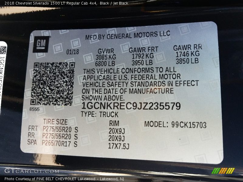 Black / Jet Black 2018 Chevrolet Silverado 1500 LT Regular Cab 4x4