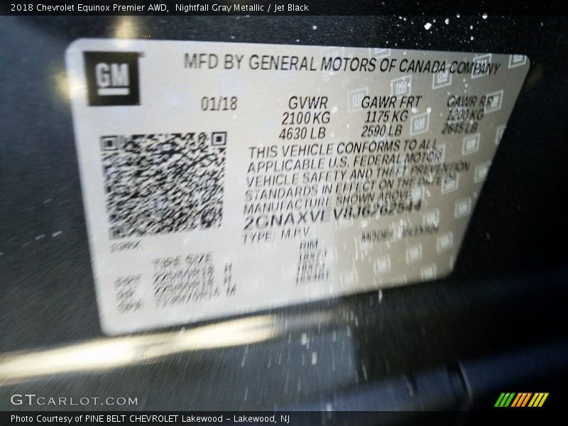 Nightfall Gray Metallic / Jet Black 2018 Chevrolet Equinox Premier AWD