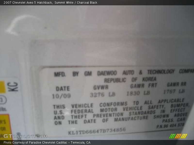 Summit White / Charcoal Black 2007 Chevrolet Aveo 5 Hatchback