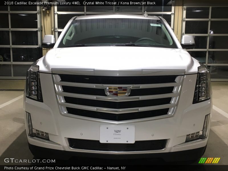 Crystal White Tricoat / Kona Brown/Jet Black 2018 Cadillac Escalade Premium Luxury 4WD
