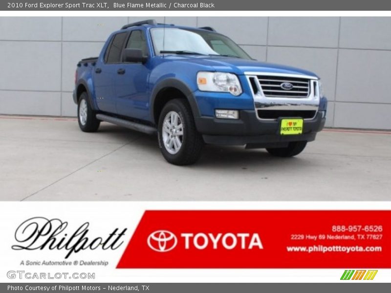 Blue Flame Metallic / Charcoal Black 2010 Ford Explorer Sport Trac XLT