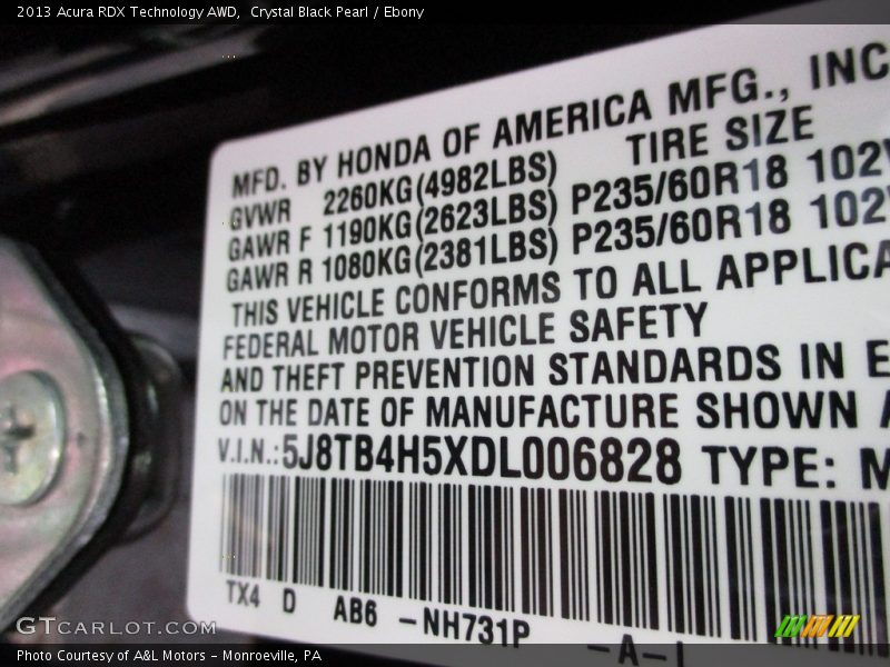 Crystal Black Pearl / Ebony 2013 Acura RDX Technology AWD