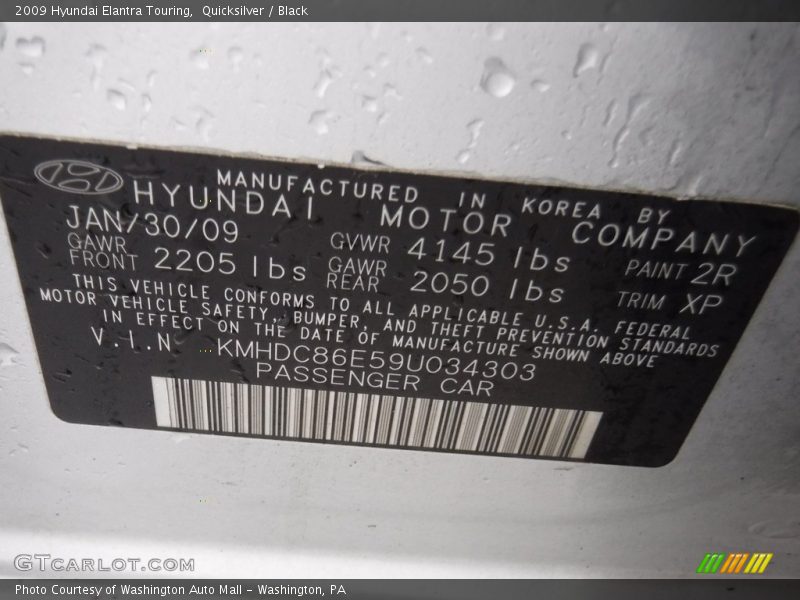 Quicksilver / Black 2009 Hyundai Elantra Touring