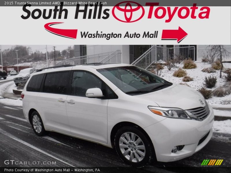 Blizzard White Pearl / Ash 2015 Toyota Sienna Limited AWD