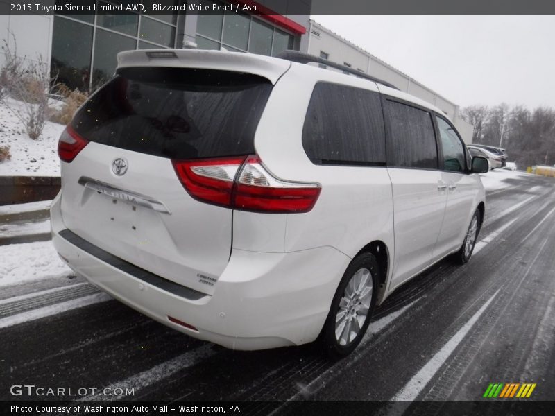 Blizzard White Pearl / Ash 2015 Toyota Sienna Limited AWD