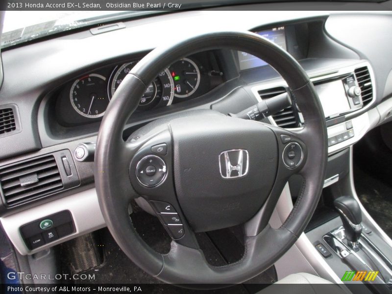 Obsidian Blue Pearl / Gray 2013 Honda Accord EX-L Sedan