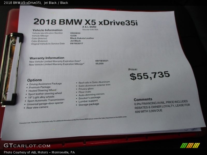 Jet Black / Black 2018 BMW X5 xDrive35i