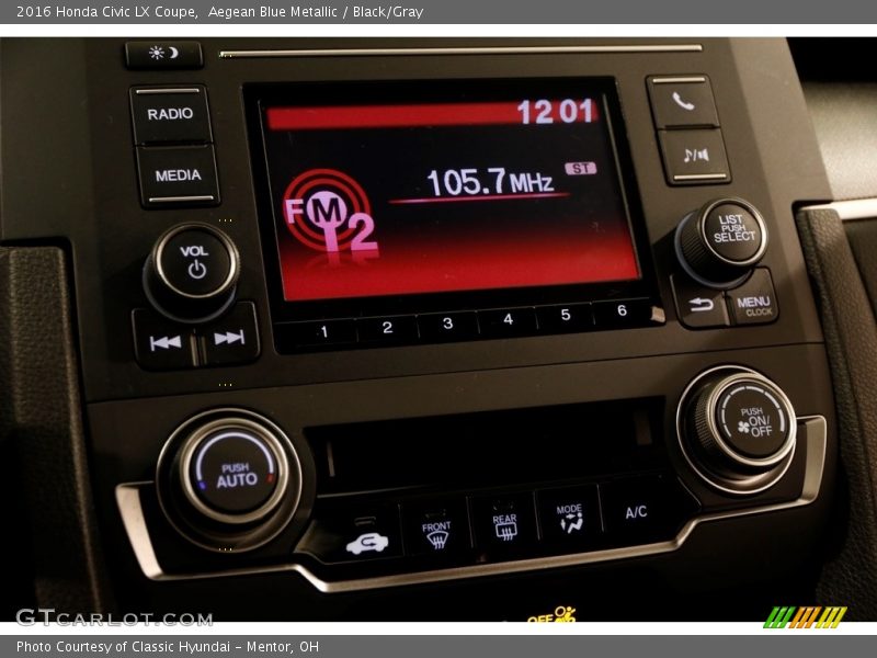 Aegean Blue Metallic / Black/Gray 2016 Honda Civic LX Coupe