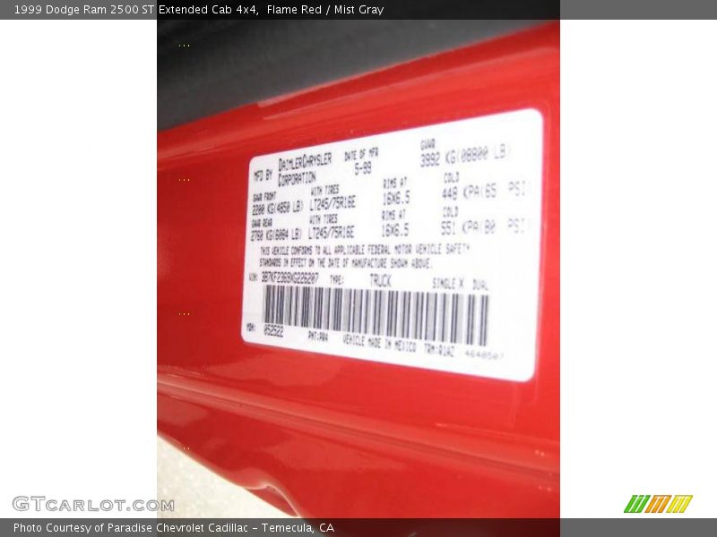 Flame Red / Mist Gray 1999 Dodge Ram 2500 ST Extended Cab 4x4