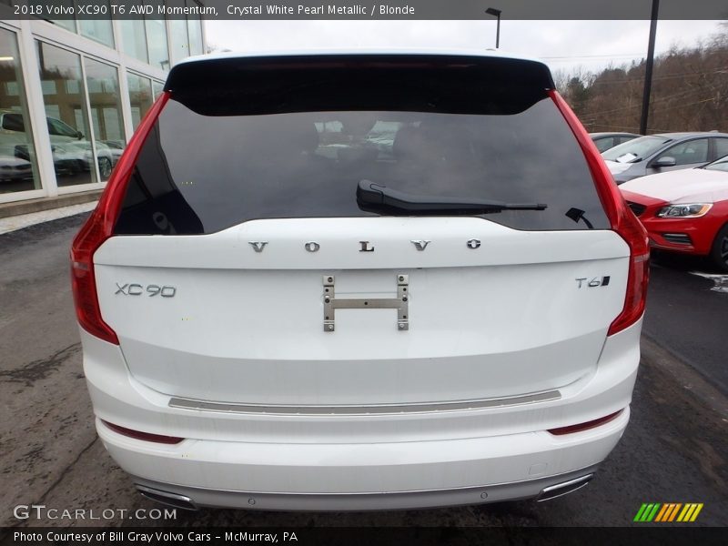 Crystal White Pearl Metallic / Blonde 2018 Volvo XC90 T6 AWD Momentum