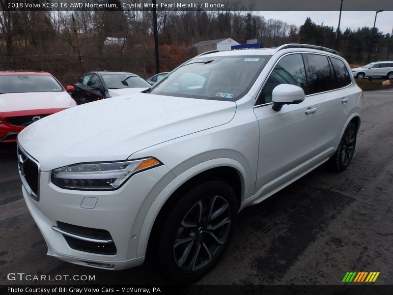 Crystal White Pearl Metallic / Blonde 2018 Volvo XC90 T6 AWD Momentum