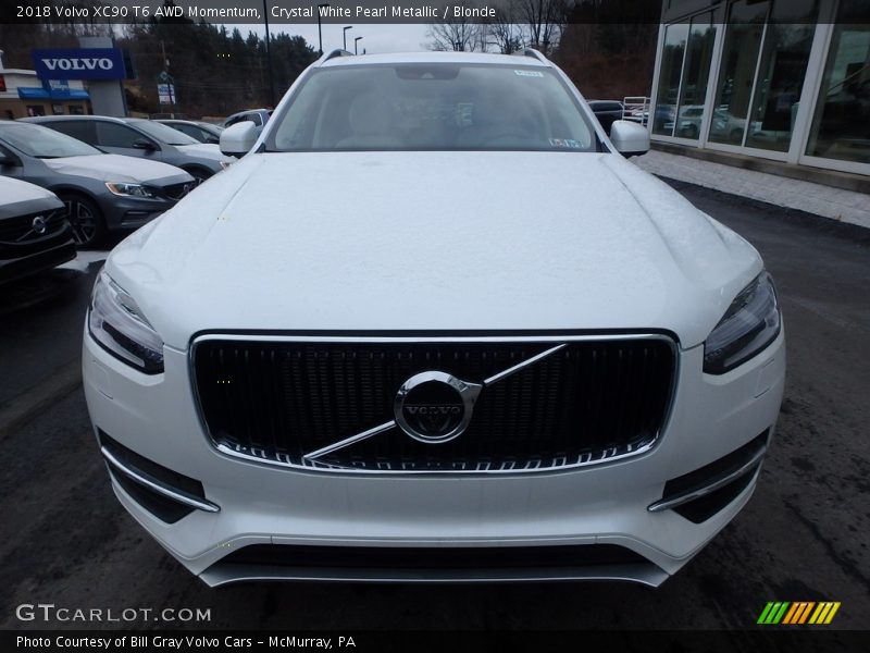 Crystal White Pearl Metallic / Blonde 2018 Volvo XC90 T6 AWD Momentum