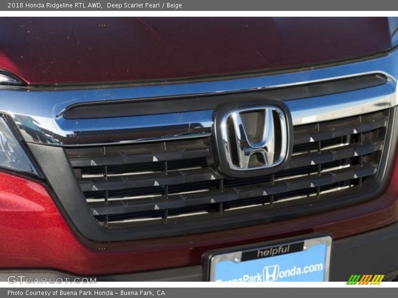 Deep Scarlet Pearl / Beige 2018 Honda Ridgeline RTL AWD
